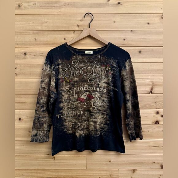 Y2K Vintage Cactus Size Large Chocolate Graphic All Over Print Tee - Picture 1 of 12